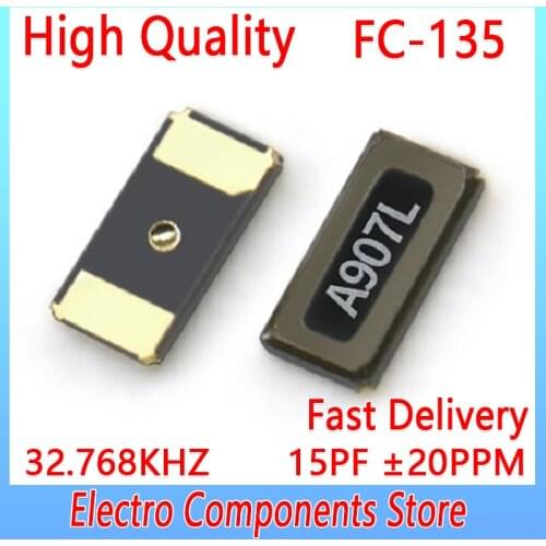 FC-135 2Pin Passive Chip Patch Crystal Oscillator 3215 32.768KHZ 15PF ±20PPM 32.768K 3.2*1.5mm 32768 SMD Crystal Resonator