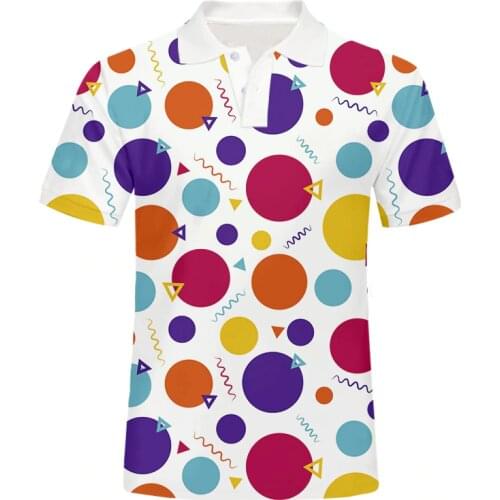 IFPD EU Size 3D Printed Colorful Geometric Figures Polo T Shirt Men Casual Cool Hiphop Polo Shirt New Summer Short Sleeves Tops