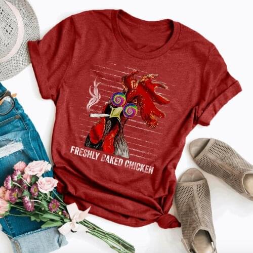 Harajuku Tops Woman Tshirts Women chicken Print T-Shirt Short Sleeve O-neck Tops Graphic T Shirt Women футболка женская топ
