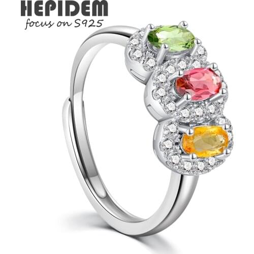 HEPIDEM 100% Tourmaline 925 Sterling Silver Rings 2022 New Trend Women Rubellite Stone Gem Gemstones Gift S925 Fine Jewelry 3023