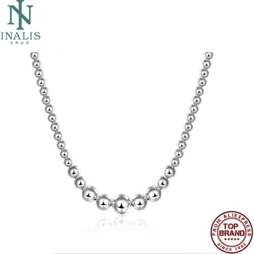 INALIS Large And Small Beads Chains Necklaces Unisex Round Simple Copper Necklace For Women And Men Anniversary Fashion Jewelry