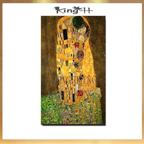 Classic artist gustav klimt figures lovers kiss abstract painting modern art wall decoration painting the sitting room porch cor