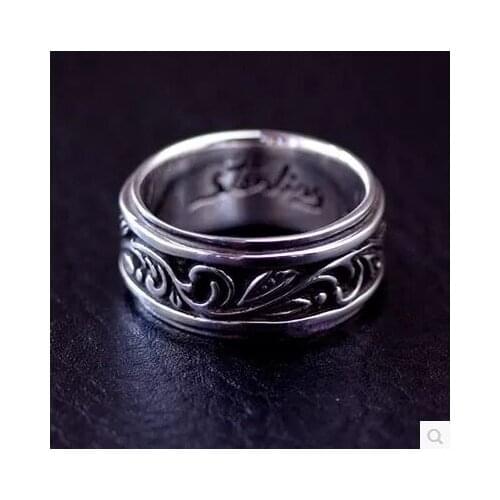 Beautiful boys section vintage arabesque patterns 925 sterling silver ring