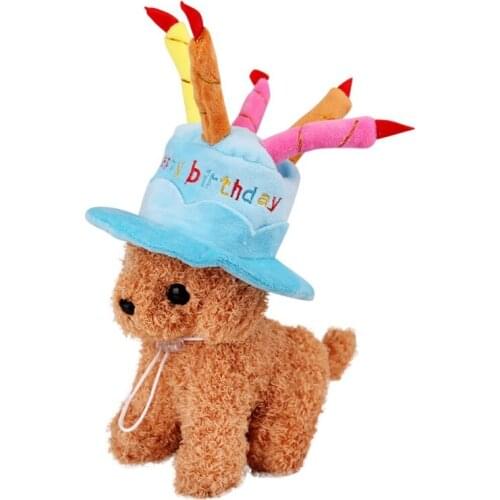 Pet Cat Dog Happy Birthday Hat with Cake Candles Design Party Teddy Poodle Cute Kawaii Style