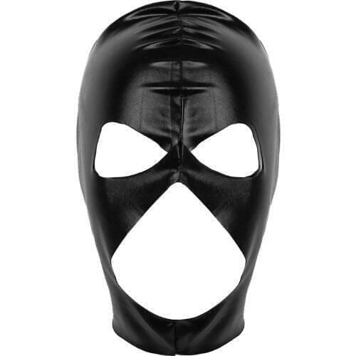 Unisex Latex Mask Sexy Role Play Shiny Metallic Open Eyes and Mouth Headgear Full Face Mask Hood for Cosplay Sexy Costume Masks