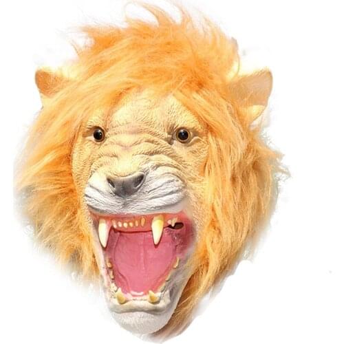 Halloween Lion Animal Head Latex Mask Headgear Role Play Costume Christmas Halloween Club Festival Party Props Decoration
