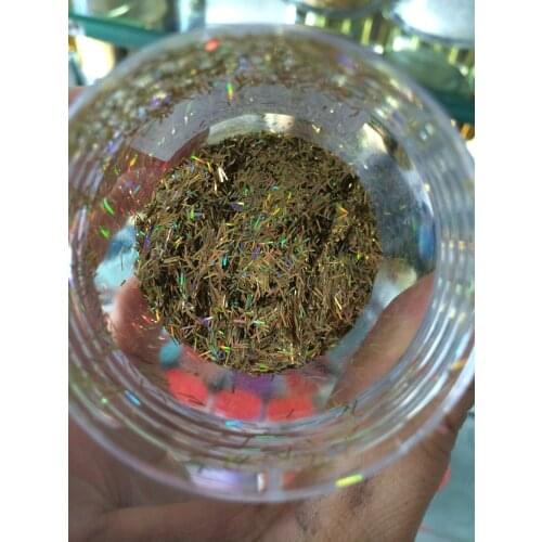 Solvent Resistant laser holographic glitter Gold stripe Spangles Glitter for nail decoration and DIY decoration