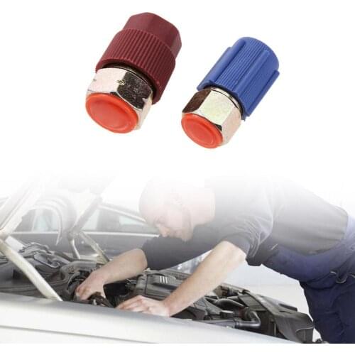 Red Blue Car Modification 7/16 To 3/8 Conversion Adapter R12 To R134a Car Air Conditioner High/Low Voltage Ac Accessories