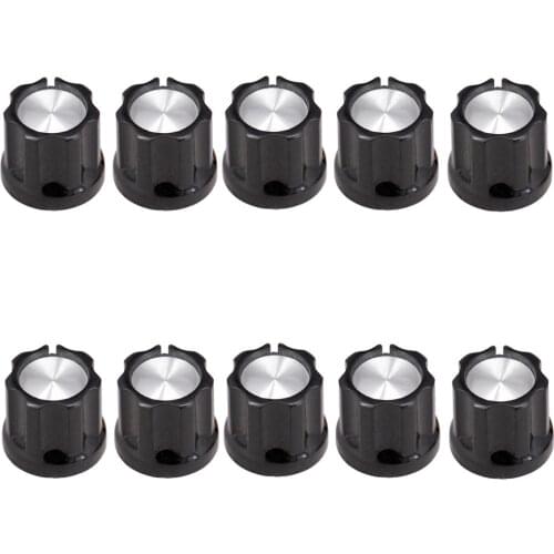 Pack of 10 Plastic Aluminum Sheet Volume Control Knob Buttons for Electric Guitar/Bass Accessory