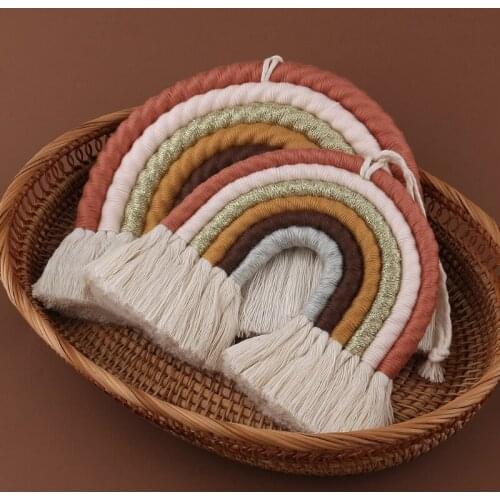 Hand-woven Rainbow Wall Hanging Tapestry Room Decoration for Home Bedroom P31B