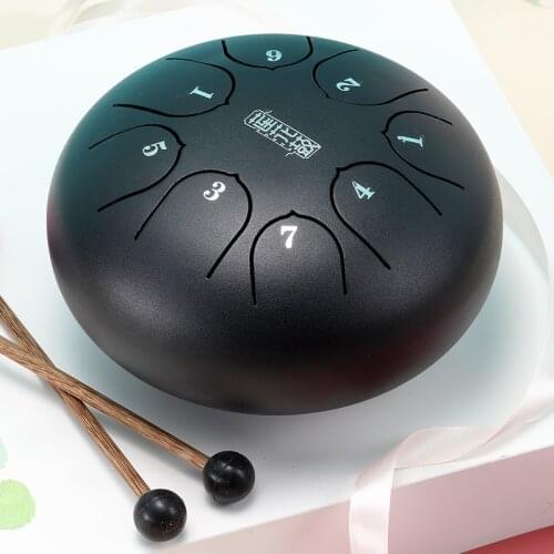 New Style 6 Inch Steel Tongue Drum 8 Tune Hand Pan Drum Tank Hang Drum With Drumsticks Carrying Bag Percussion Instruments