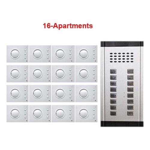 Top Quality Building 2-wired hands-free indoor phone Direct Press Key audio intercom doorbell Door Phone system for 16 apartment