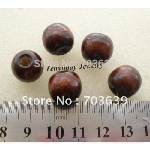Wholesale 500pcs 14mm Coffee Color Round Wood Beads For DIY Free Shipping