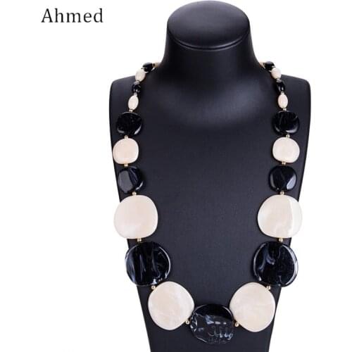 Ahmed Fashion Spring Acrylic Geometric Pendant Statement Long Beads Necklaces for Women New Design Colorful Collar Necklace