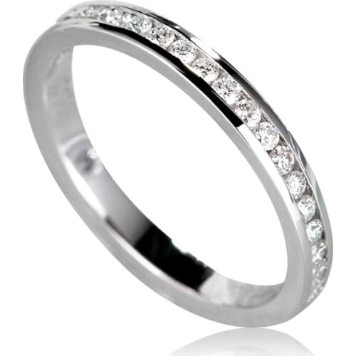 EDI Half Eternal Ring 14k White Gold 0.24ctw G/SI Natural Diamond Channel Setting Wedding Anniversary Stack Ring For Women