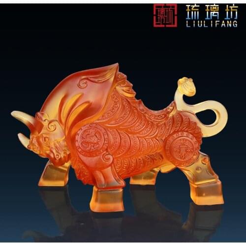 The glass ornaments crafts creative cow potential Home Furnishing wine business office desktop lucky gifts