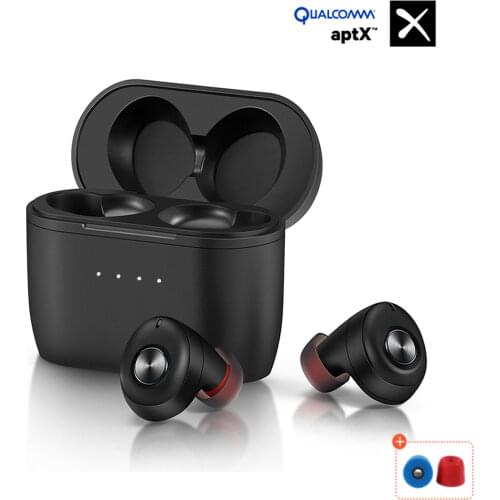 TWS Bluetooth 5.0 Earphones Qualcomm aptX Wireless Earbuds Noise Cancellation with Microphones,77H Playtime With Charging Box