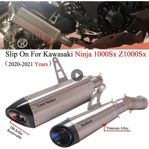 Slip On For Kawasaki Ninja 1000sx z1000sx Motorcycle Titanium Alloy Exhaust System Modified Middle Link Pipe Muffler 2020-2021