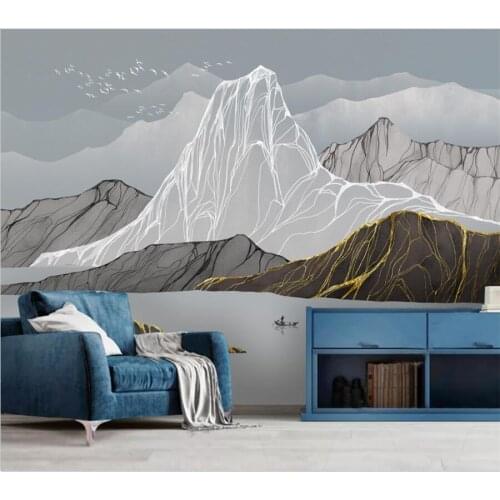 Wellyu Custom mural Chinese style modern Zen light luxury abstract ink landscape background living room background wallpaper