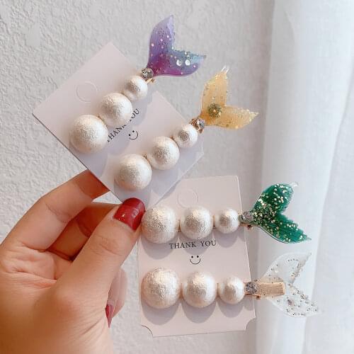 Cute Mermaid Princess Hair Clip Super Fairy Temperament Pearl Bangs Clip Korean Ins Exquisite Hair Accessories
