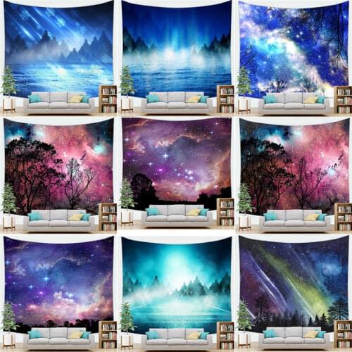 Starry Sky Purple Blue Color Star Carpet Mat Wall Hanging Tapestry Boho Home Decor 100x70cm 150x130cm 150x150cm 200x150cm