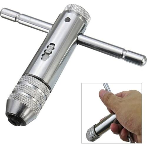 1Pcs/Set Adjustable 3-8mm T-Handle Ratchet Tap Wrench with M3-M8 Machine Screw Thread Metric Plug Tap Machinist Tool