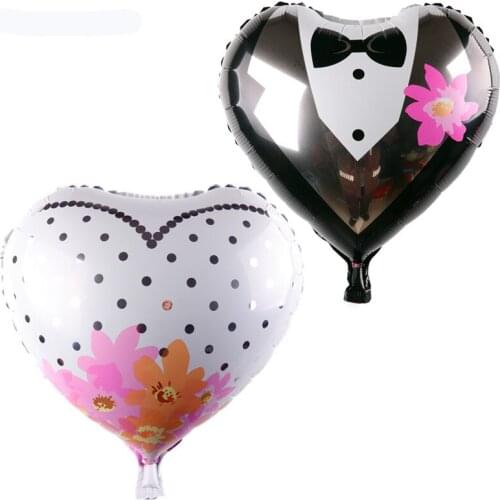 1pcs aluminum foil balloon wedding dress the bride and groom party balloons wholesale