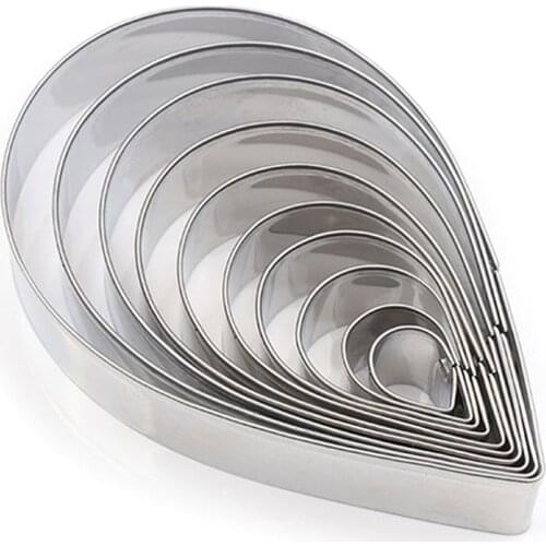 10pcs Cute Stainless Steel Metal Fondant Cake Mold Rose Petal Cookie Cutter Flower Teardrop-Shaped Cookie Cutter Cake Decoration