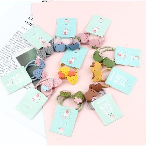 2PCS/Set Girls Cute Cartoon Colorful Apple Strawberry Princess Headwear Vegetable Elastic Hair Bands Accessories Baby Headdress