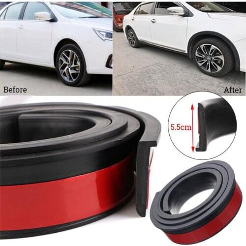 2PCs 150cm car fender flare wheel eyebrow protector wheel Arch trim strip Color: Black