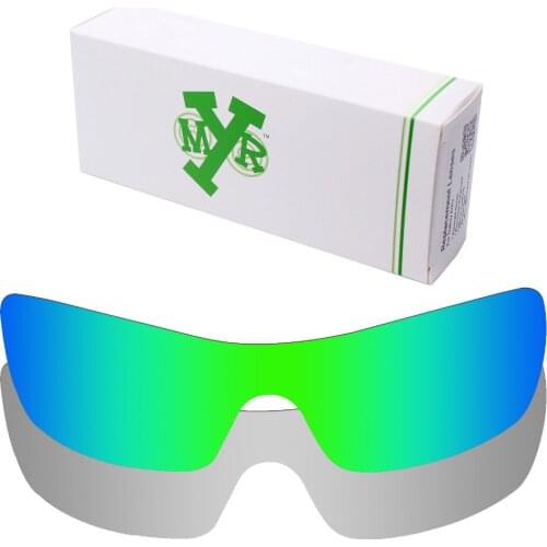 2 Pieces Mryok Anti-Scratch POLARIZED Replacement Lenses for-Oakley Batwolf Sunglasses Lens Silver Titanium & Emerald Green