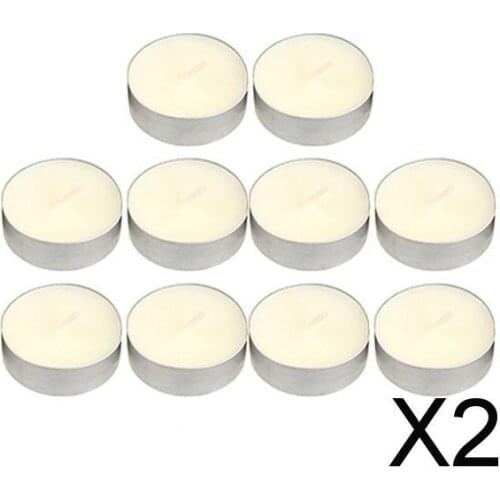 2x10pcs Smokeless Round Tealight Candles for Birthday Party 3.5x1cm White