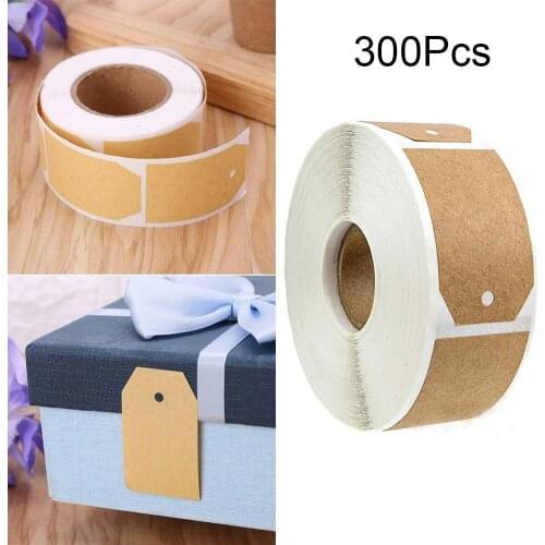 300pcs/roll Natural Blank Label Stickers Gift Bottle Food Jar LabeL Kraft Tags Brown Self-adhesive Stickers Kitchen Label Sheet