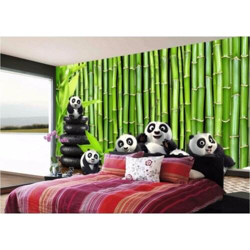 Custom mural 3d room wallpaper Landscape Green bamboo lovely panda wall papers home decor 3d wall murals wallpaper for walls 3 d
