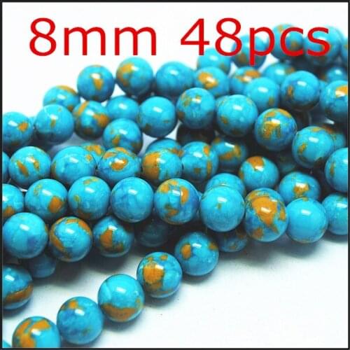 48PCS Wholesale Turquoise Stone Round Ball Shape Size 8MM Many Colors For Choices Loose Beads DIY Accessories Good For Your Sell