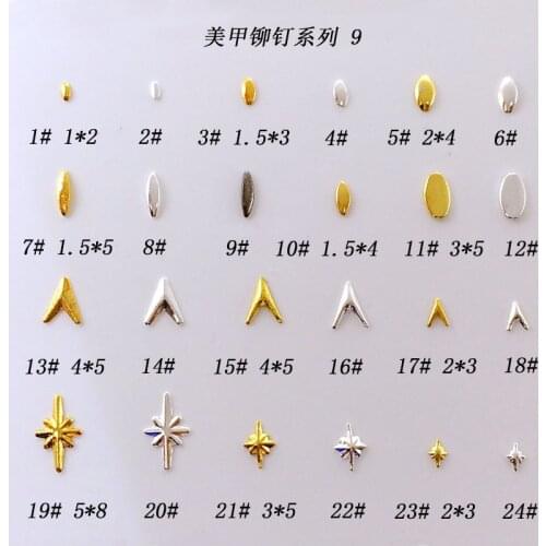 500pcs/pack Japan Korea Nail Art Alloy Rivets Studs Oval V Arrow Cross Metal Jewellry Accessories for Women Nail DIY