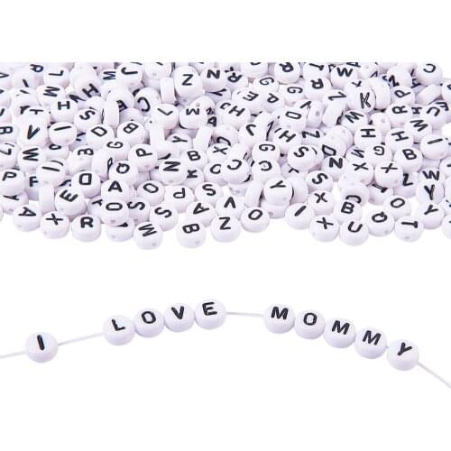 7MM Acrylic Beads Mixed With Black And White Letter Spacing, Used For Jewelry Making Pandoras Charm Bracelet Necklace Earrings