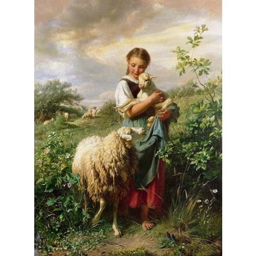 JMINE Div 5D sheep little girl farm Full Diamond Painting cross stitch kits art High Quality Scenic 3D paint by diamonds