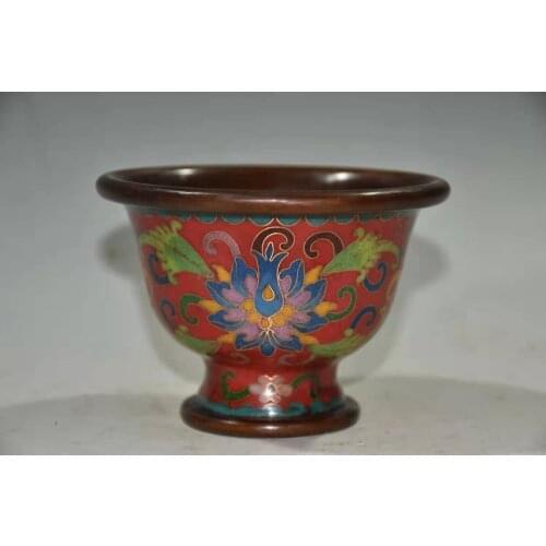 Antique MingDynasty Cloisonne bowl,Flower,Hand-painted crafts,Decoration,collection &Adornment,Free shipping