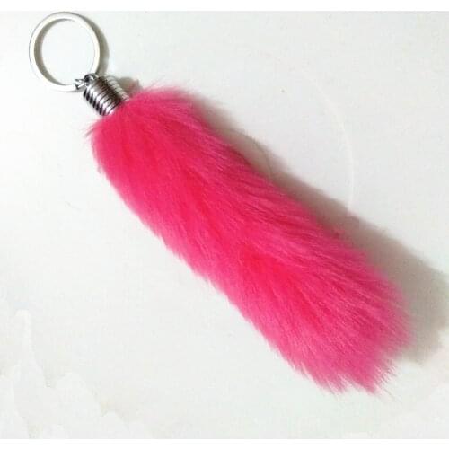 Fashion Fake Fur Tail Key Chain Pure Color Fox Fur Pompon Car Key Ring Women Bag Charms Tail Off White Key Chains Key Holder