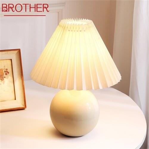 BROTHER Table Lamps Creative Ceramic LED Simple White Desk Light for Home Decoration