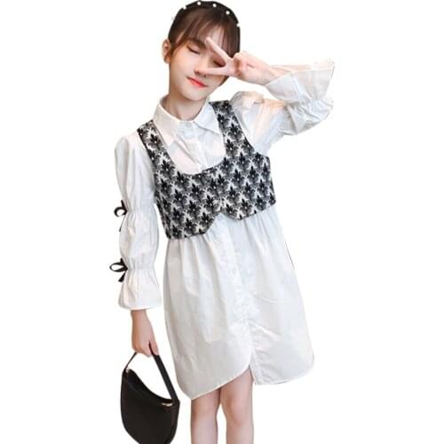 Kids Clothes Girls Plaid Pattern Tracksuits For Girls Vest + Dress Children Clothes Girl Spring Autumn Childrens Tracksuits