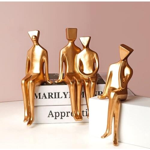 Thinker Statue Abstract Figure Sculpture Small Ornaments Resin Statue Home Crafts Home Decoration Modern Figurines For Interior