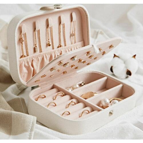 Jewelry Box Ring Earring Necklace Storage Case Organizer Display Travel Portable Storage Zipper Jewelers Pink Women Gift