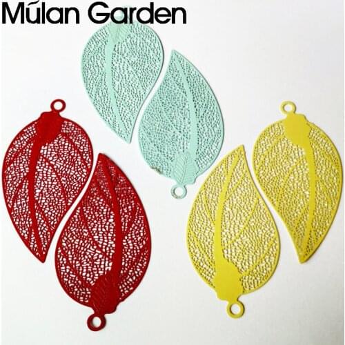 Geometric Filigree Leaf DIY Accessories Components for Women Cute Copper Pendant Dangle Earring Fashion Party Jewelry Wholesale