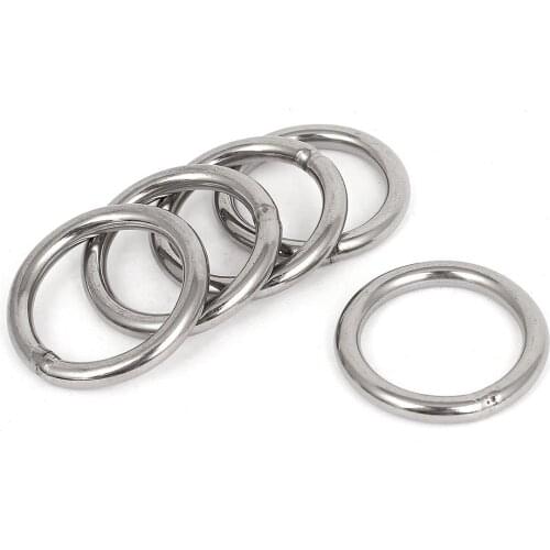 Hot 40mm x 5mm Stainless Steel Webbing Strapping Welded O Rings 5 Pcs