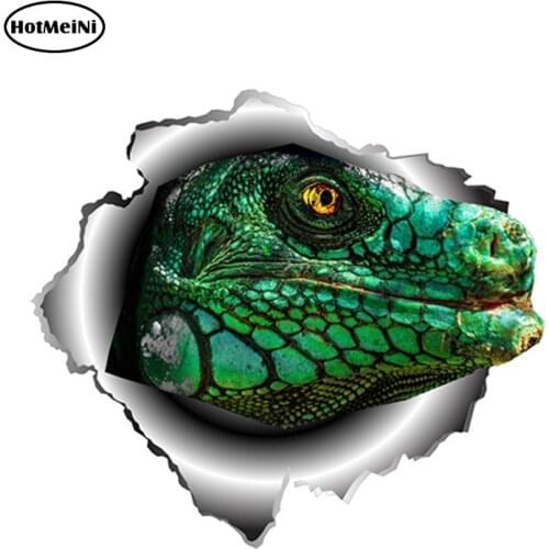 HotMeiNi 13cm x 11.7cm Iguana Reptile Lizard Car Sticker Torn Metal Vinyl Decal Reflective Sticker DIY Car Styling Accessories