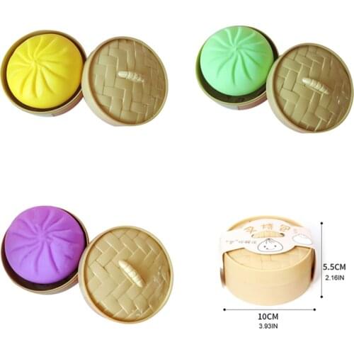 4In Fidget Toy Portable Stuffed Bun Soft TPR Gadget Novelty Gift Realistic Dumpling Squishy Ball for Adults Anti-Stress