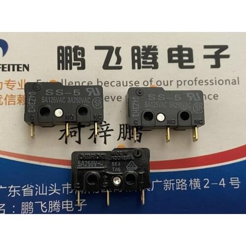 2PCS/lot Imported Japanese Omron SS-5 small reset stroke limit micro switch 3 feet 5A125V3A250V