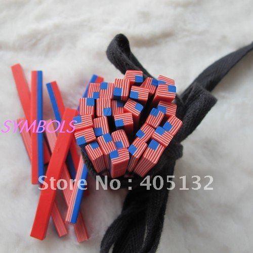 K-05 Free Shipping 100pcs 5mm US Flag Polymer Clay Cane Fancy Nail Art Polymer Clay Cane